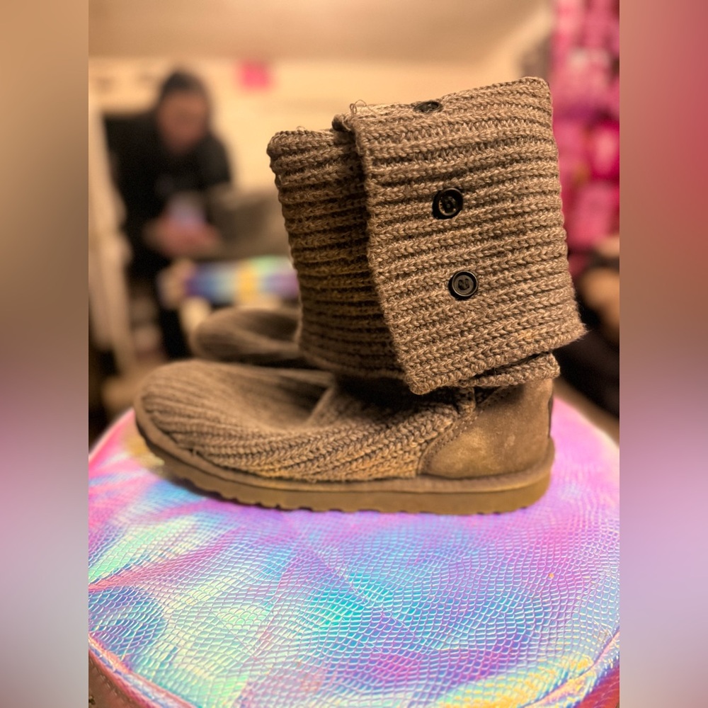 UGG Grey Famous Knit Boots - Picture 12 of 13